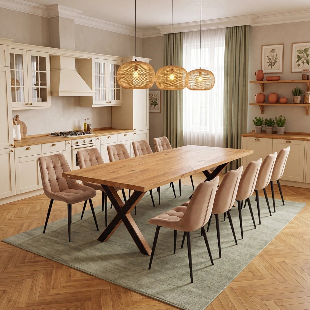 Eichenholztisch im klassischen Stil – für 10 Personen – 240 x 100 x 4 cm