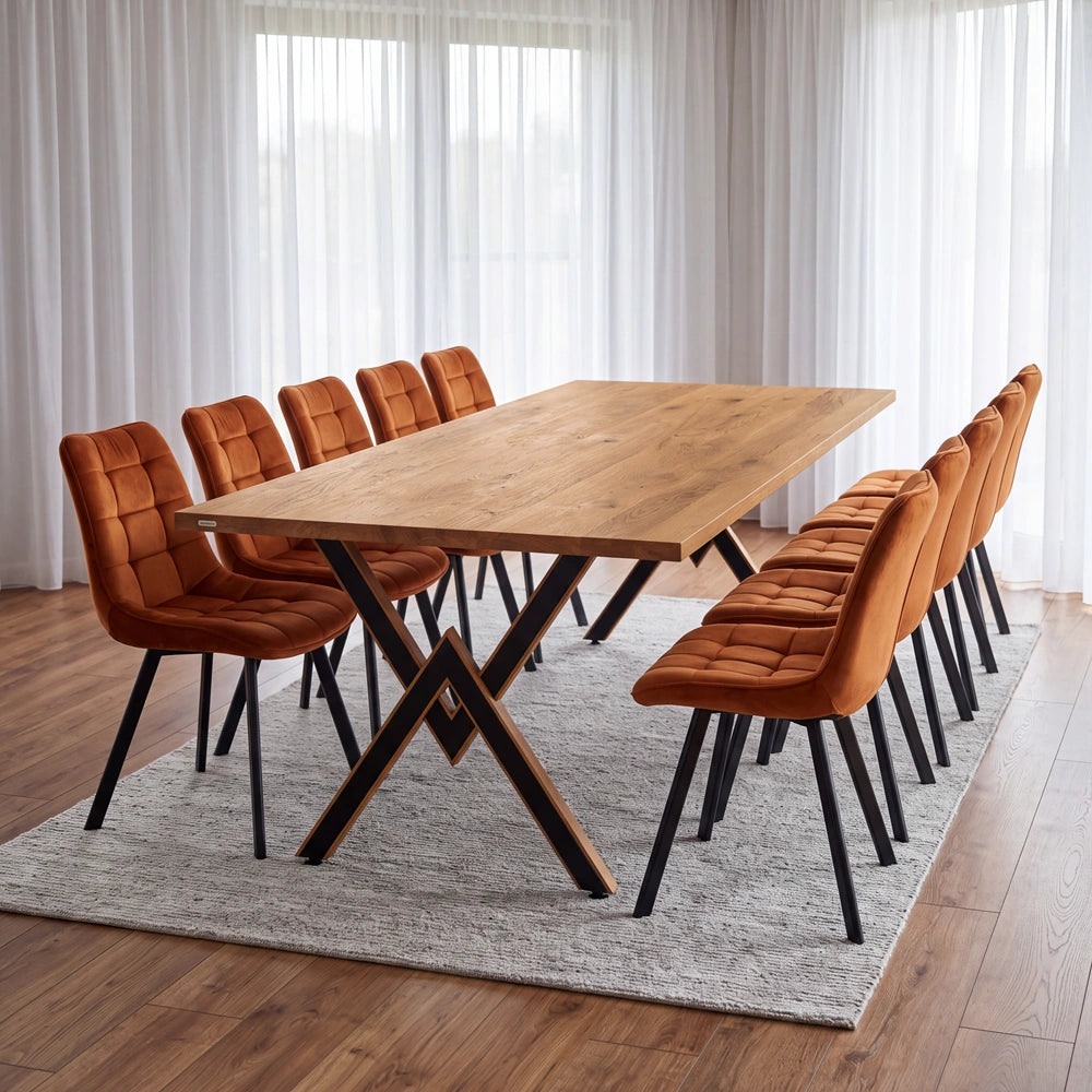 Eichenholztisch im klassischen Stil – für 10 Personen – 220x100x2,6 cm