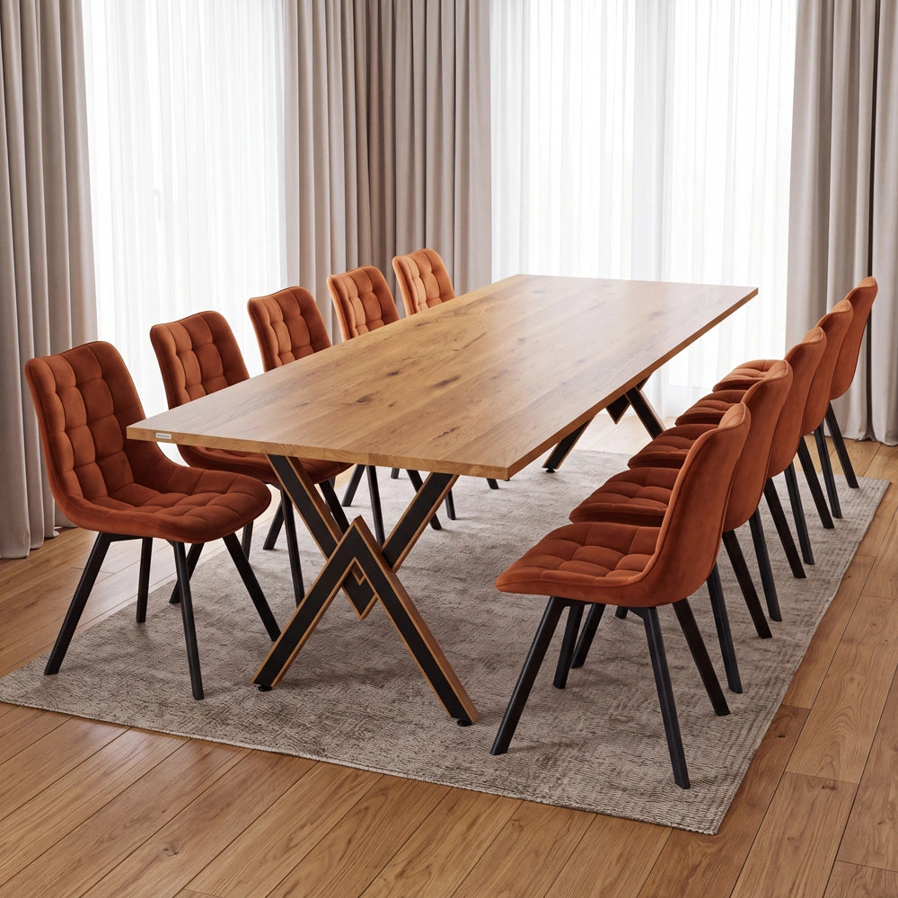 Eichenholztisch im klassischen Stil – für 10 Personen – 220x100x2,6 cm