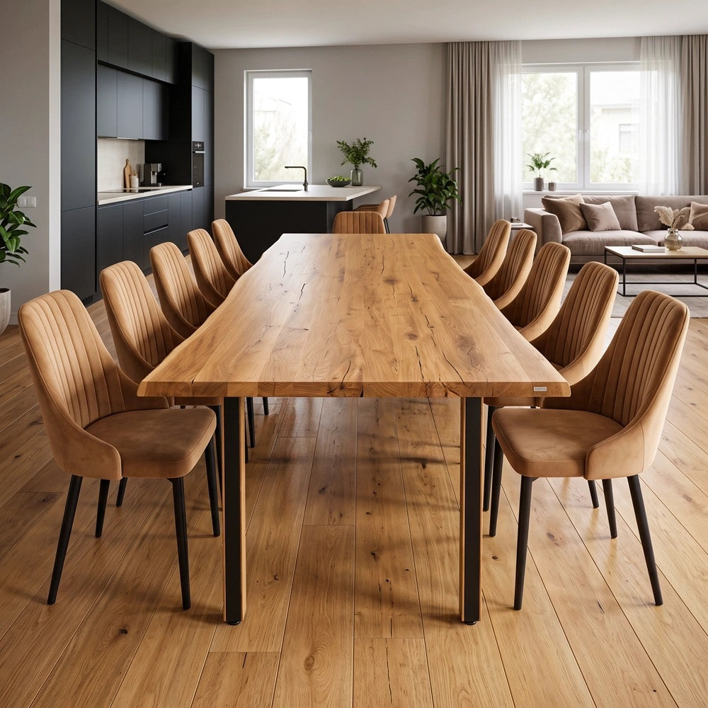 Eichenholztisch im rustikalen Stil – für 10 Personen – 240 x 100 x 4 cm