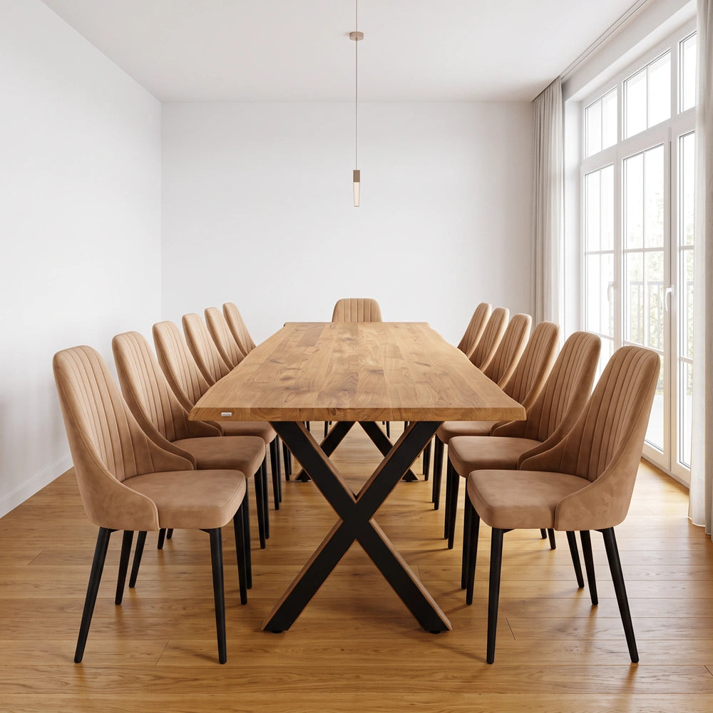 Eichenholztisch im rustikalen Stil – für 12 Personen – 260 x 100 x 4 cm