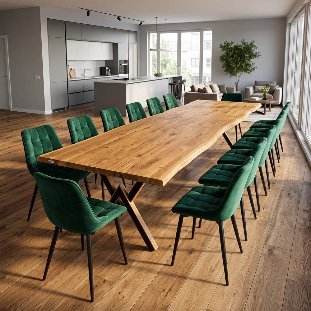 Eichenholztisch im rustikalen Stil – für 12 Personen – 260 x 100 x 4 cm
