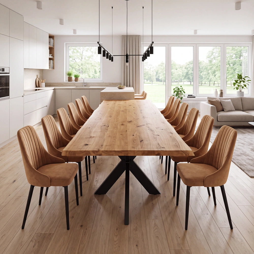 Eichenholztisch im rustikalen Stil – für 12 Personen – 260 x 100 x 4 cm