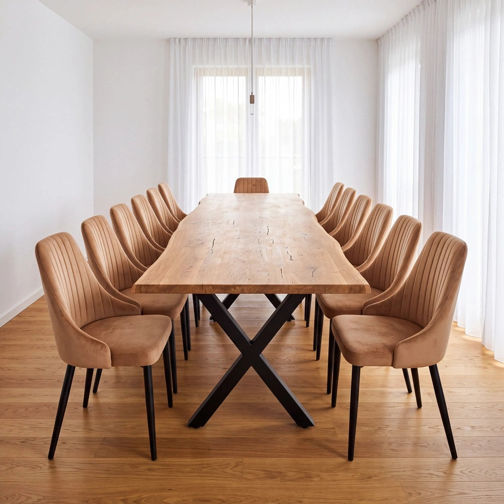Eichenholztisch im rustikalen Stil – für 12 Personen – 260 x 100 x 4 cm