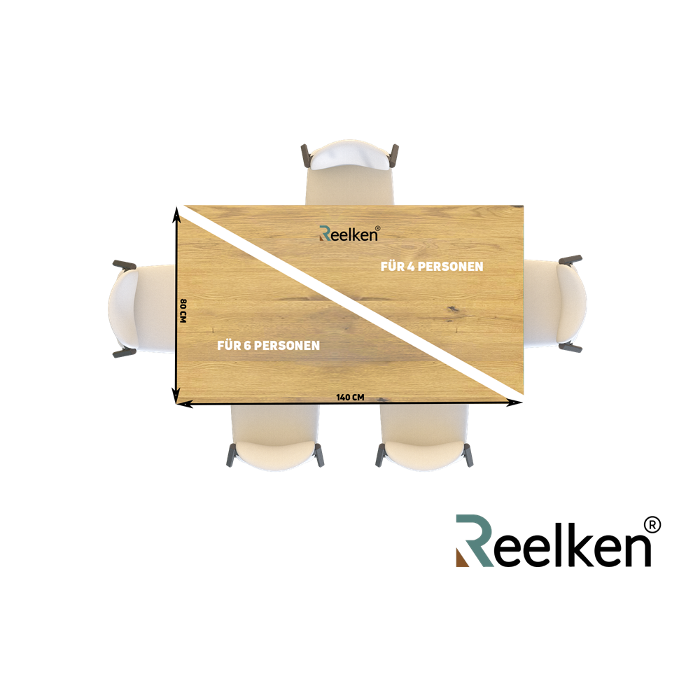 Eichenholztisch im klassischen Stil – für 4 Personen – 140x80x2,6 cm
