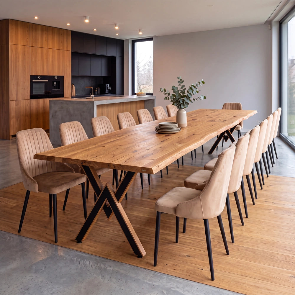 Eichentisch im rustikalen Stil – für 14 Personen – 280 x 100 x 4 cm