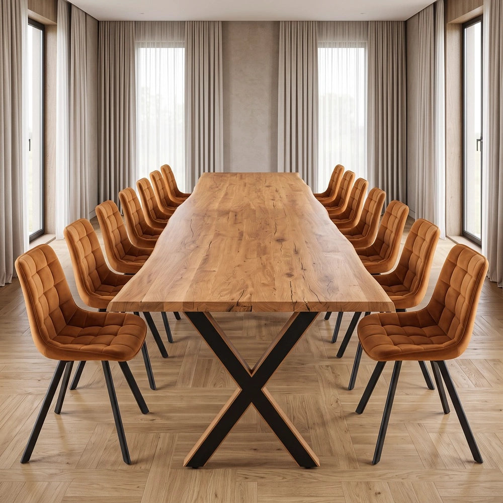 Eichentisch im rustikalen Stil – für 14 Personen – 280 x 100 x 4 cm