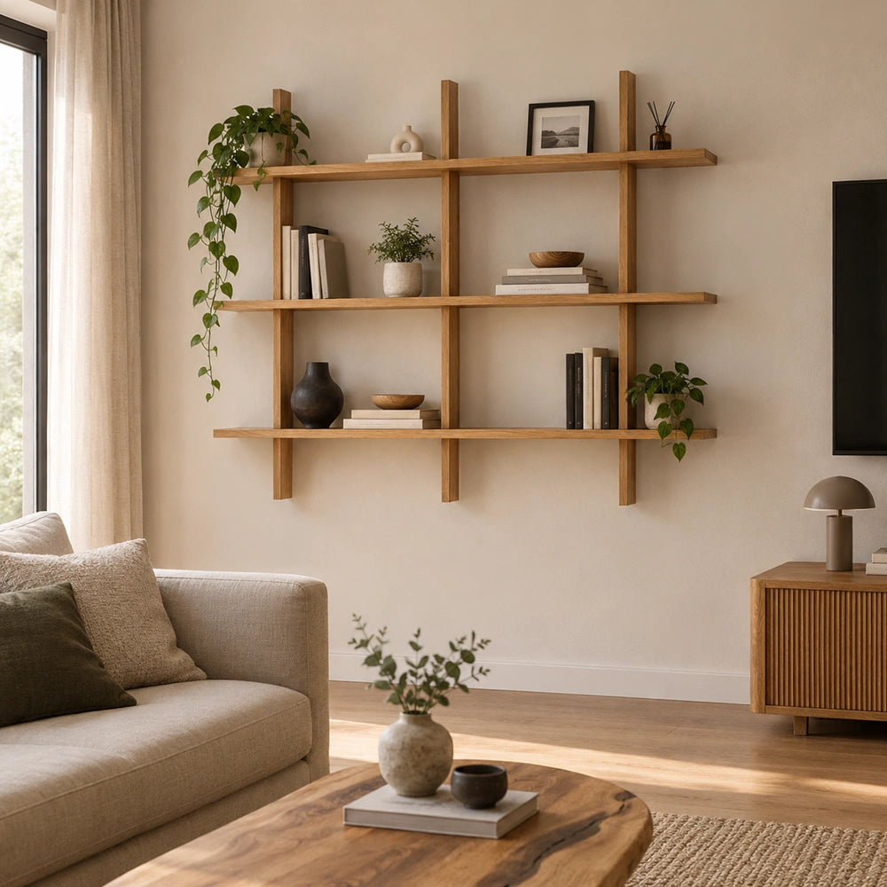 Matrix Regal aus massivem Eichenholz – 140x106x2 cm