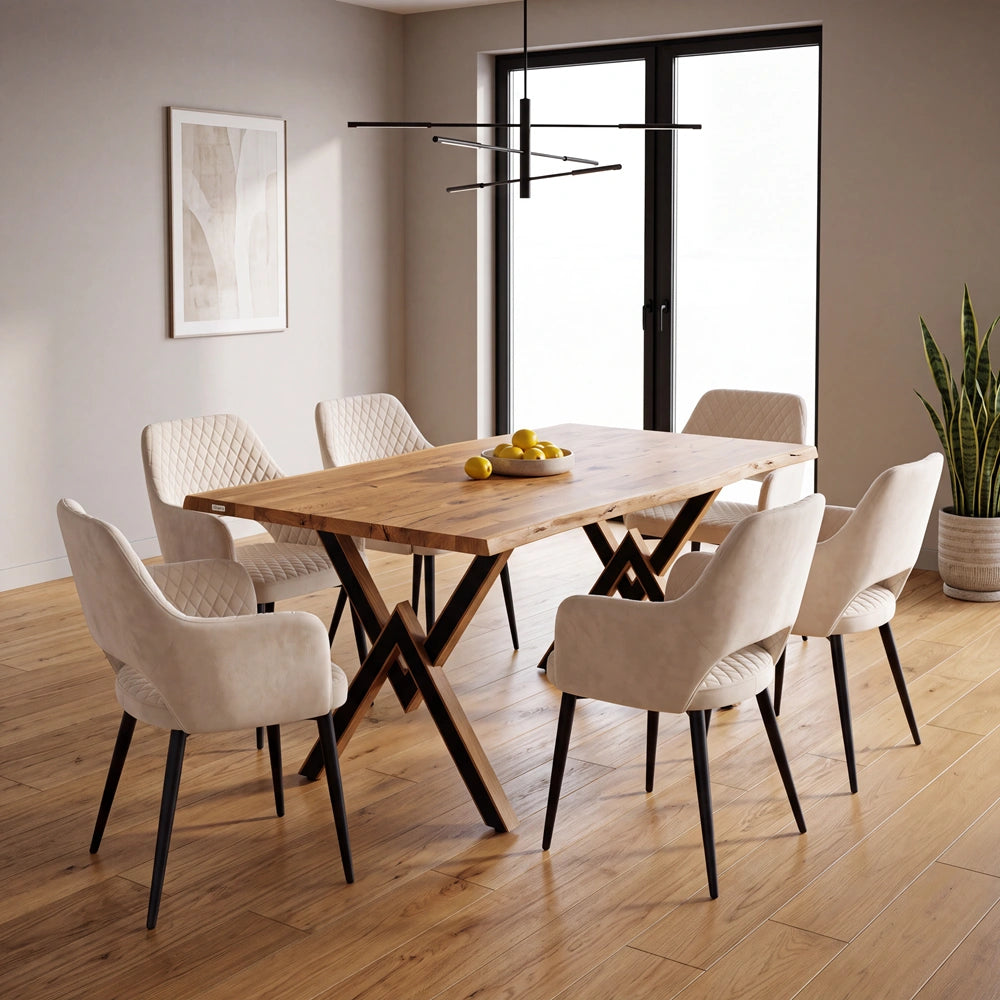 Eichenholztisch im rustikalen Stil – 6 Personen – 180 x 85 x 4