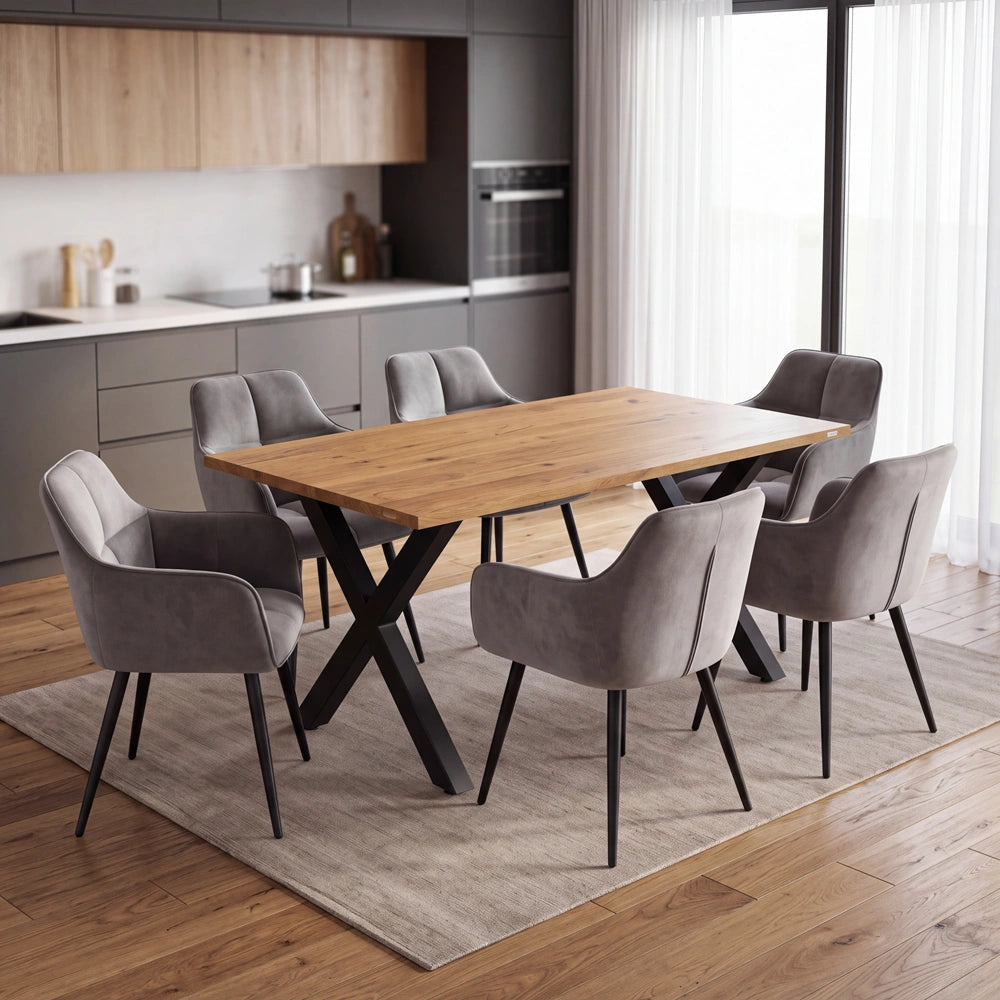 Eichenholztisch im klassischen Stil – für 6 Personen – 180x85x2,6 cm