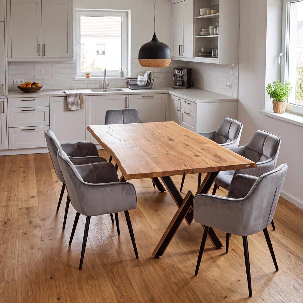 Eichenholztisch im rustikalen Stil – 6 Personen – 180 x 85 x 4