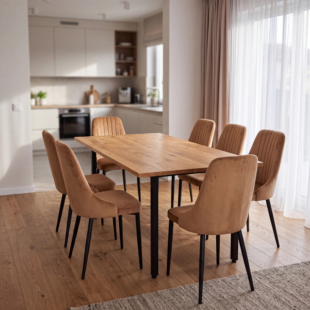 Eichenholztisch im klassischen Stil – für 6 Personen – 180x85x2,6 cm