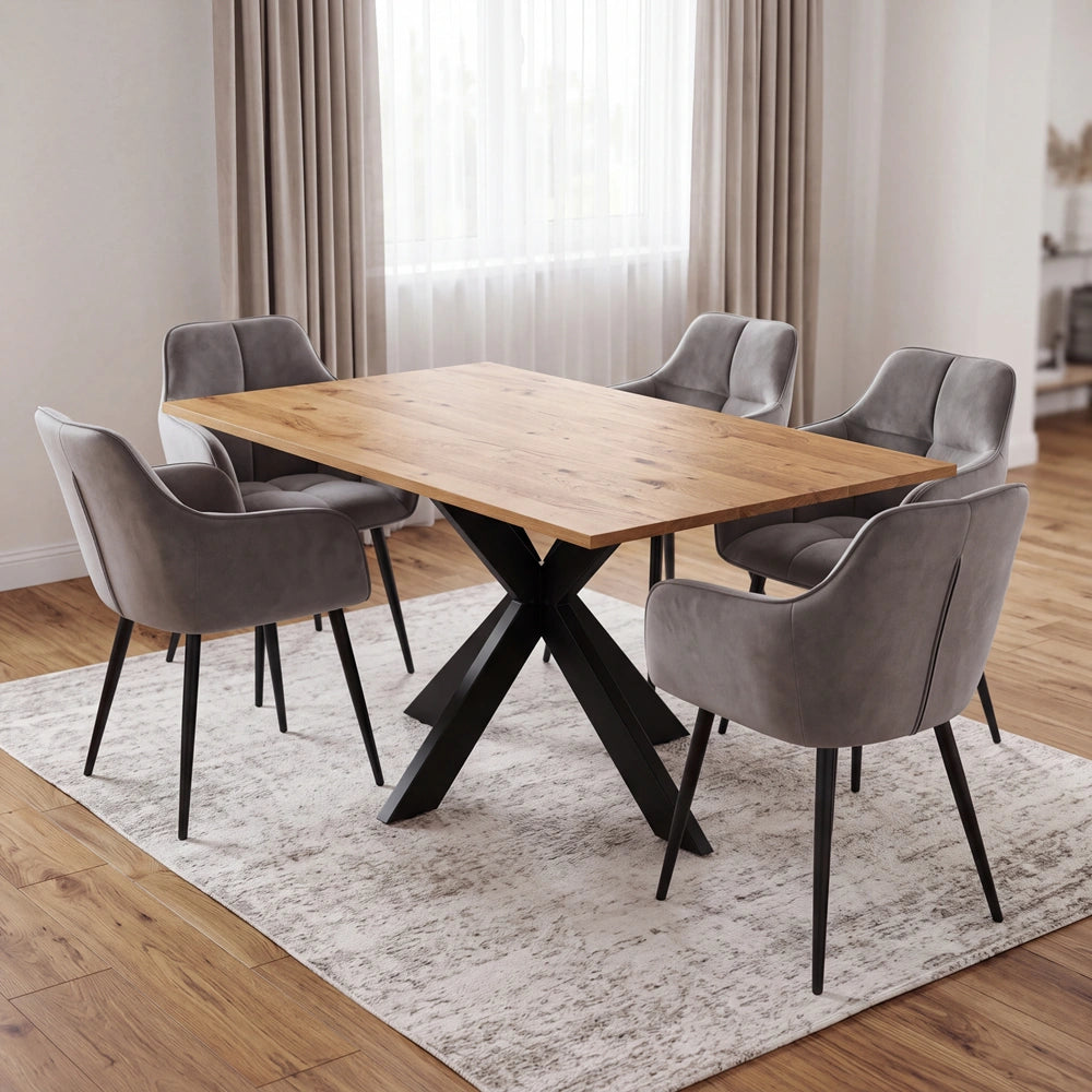 Eichenholztisch im klassischen Stil – für 6 Personen – 180x85x2,6 cm