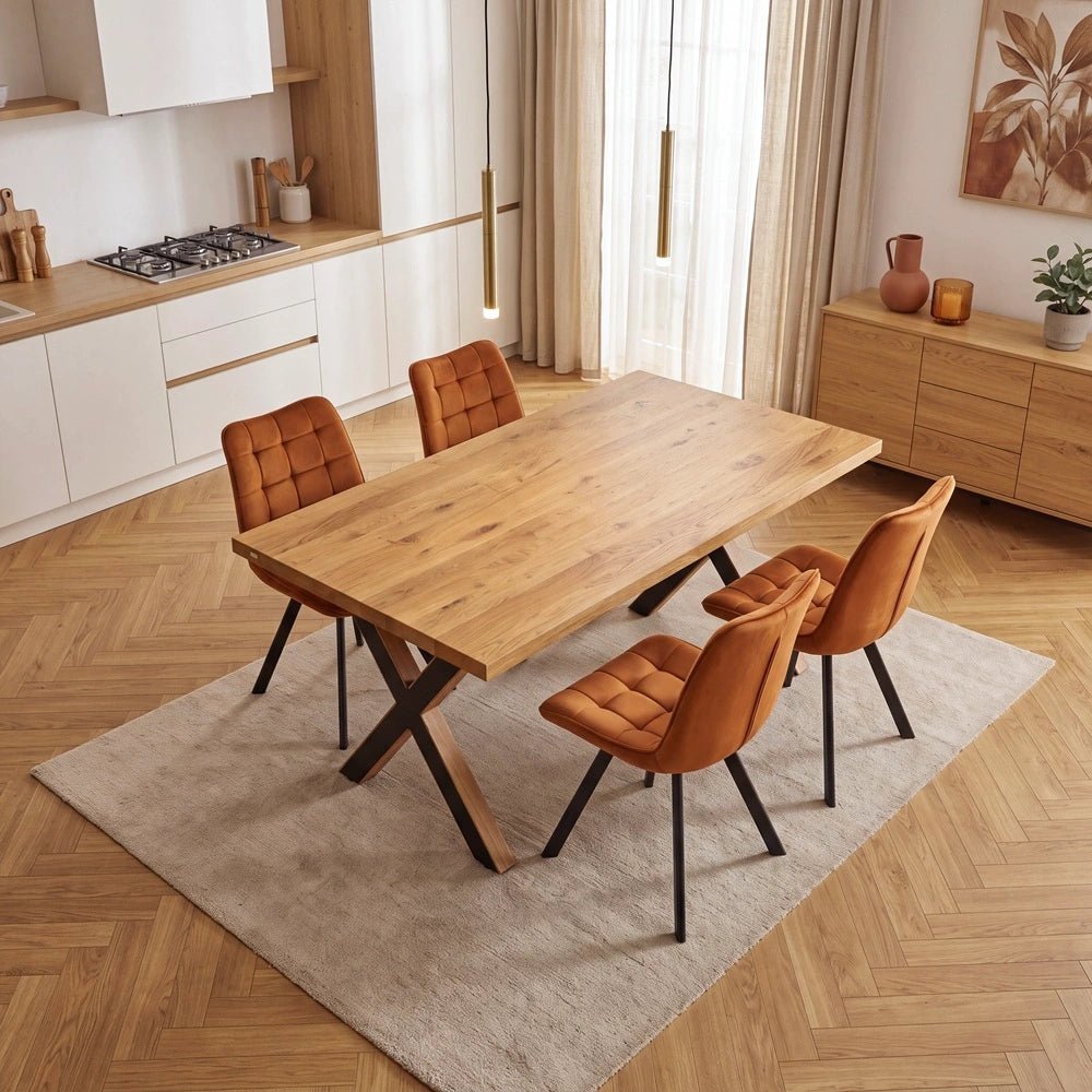 Eichenholztisch im klassischen Stil – für 4 Personen – 140 x 80 x 4 cm