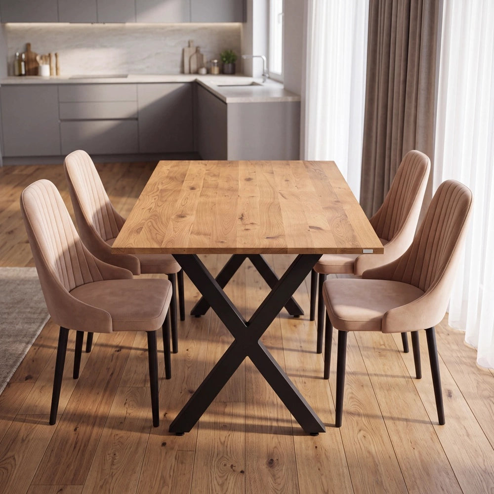 Eichenholztisch im klassischen Stil – für 4 Personen – 140x80x2,6 cm