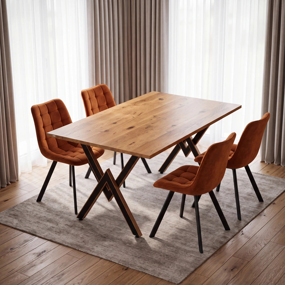 Eichenholztisch im klassischen Stil – für 4 Personen – 140x80x2,6 cm