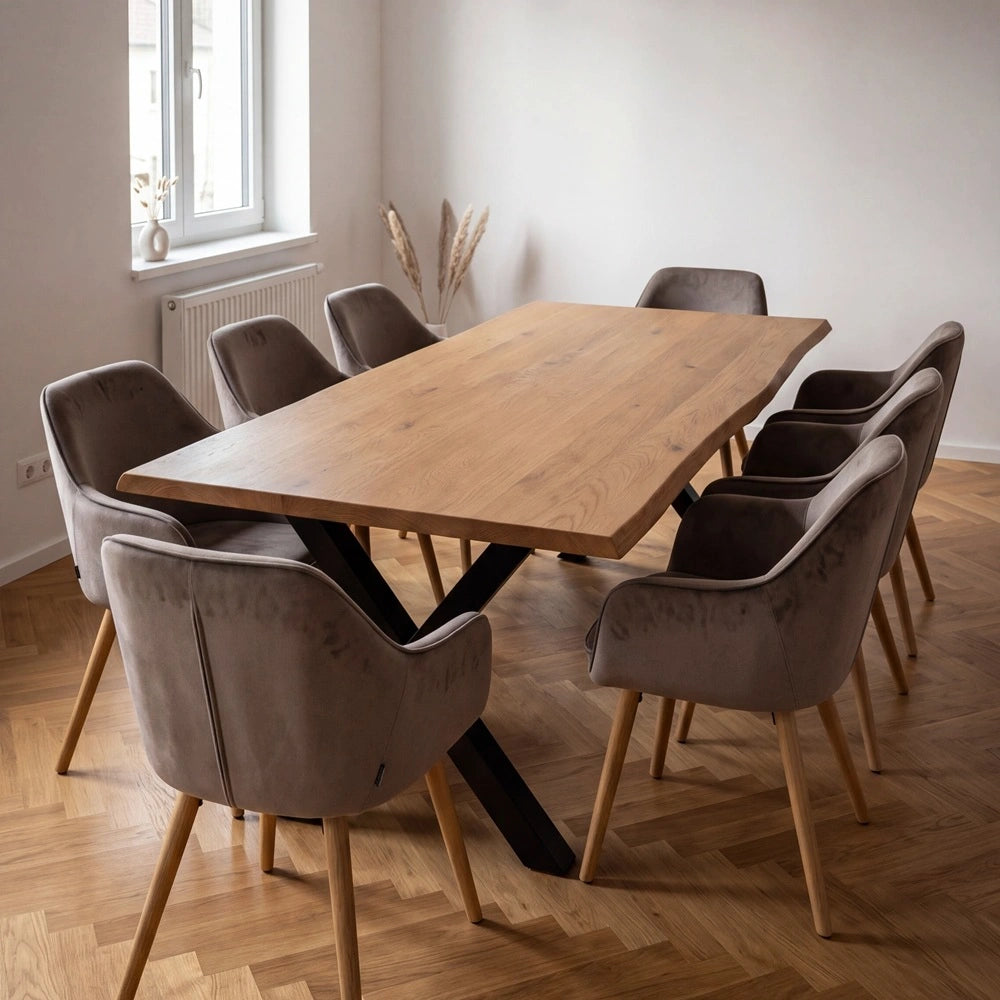 Eichenholztisch im rustikalen Stil – 6 Personen – 180 x 85 x 4