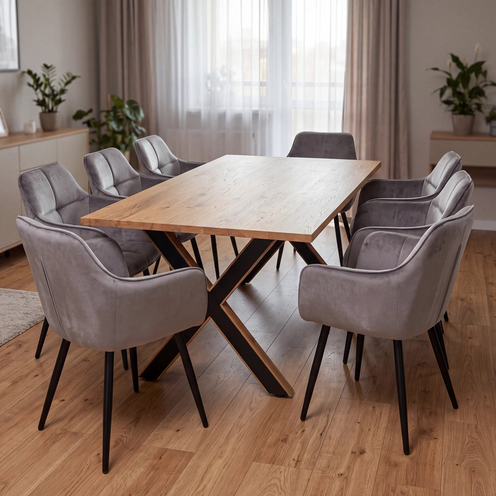 Eichenholztisch im klassischen Stil – für 6 Personen – 180x85x2,6 cm