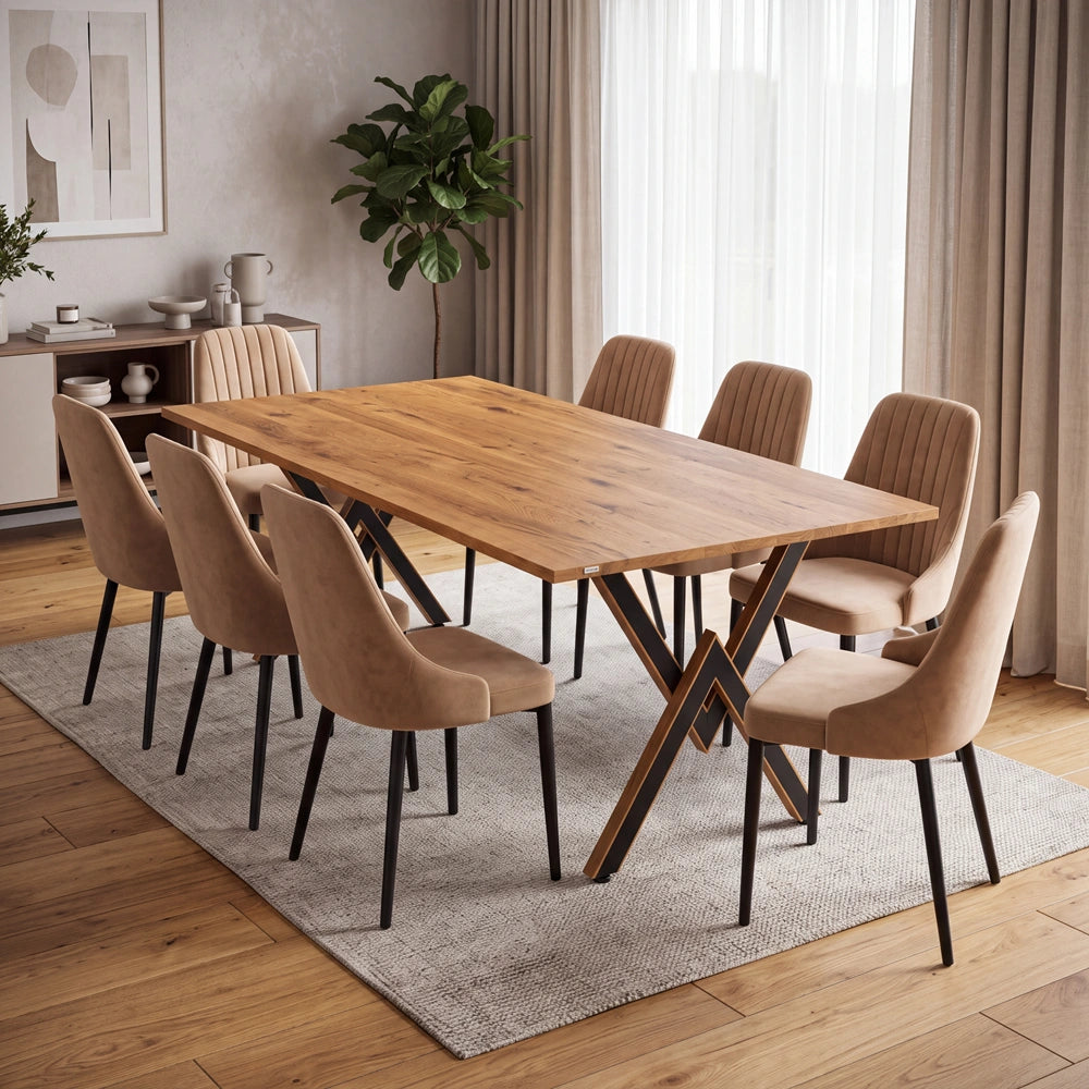 Eichenholztisch im klassischen Stil – für 8 Personen – 200x100x2,6 cm