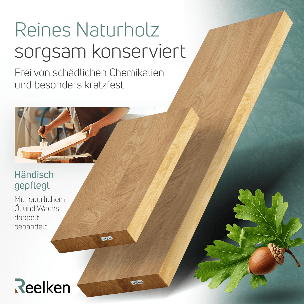 Personalisiertes Wandregal aus massiver Eiche