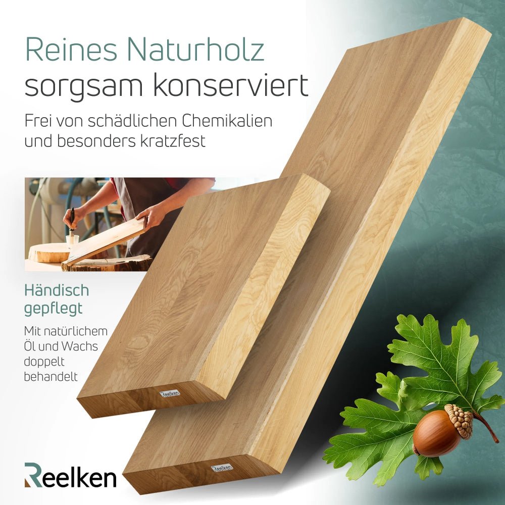 Regal aus massiver Eiche – natürliche Kanten 60x22x4 cm