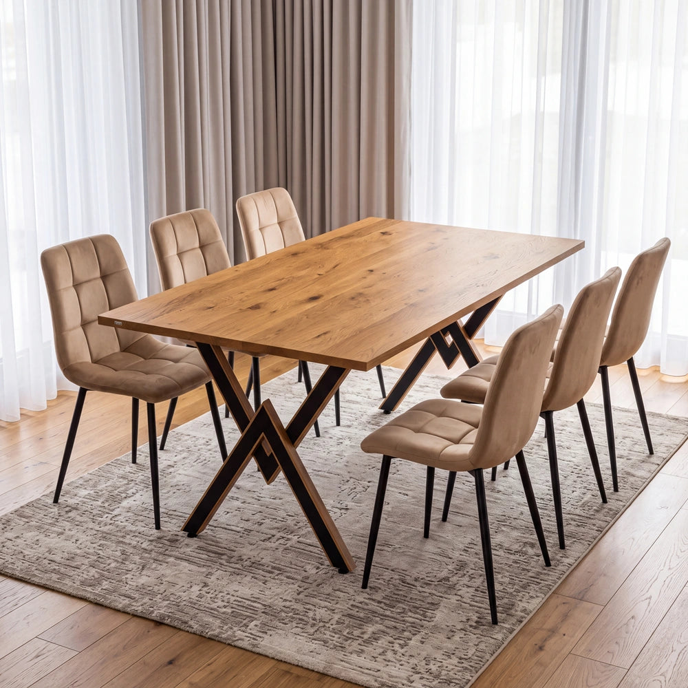 Eichenholztisch im klassischen Stil – für 6 Personen – 180x85x2,6 cm