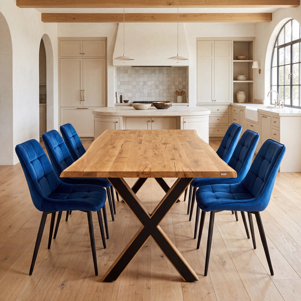 Eichenholztisch im rustikalen Stil – 6 Personen – 180 x 85 x 4