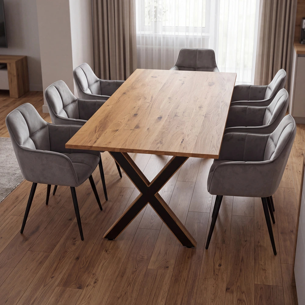 Eichenholztisch im klassischen Stil – für 6 Personen – 180x85x2,6 cm