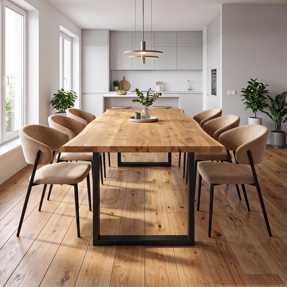 Eichenholztisch im rustikalen Stil – 6 Personen – 180 x 85 x 4