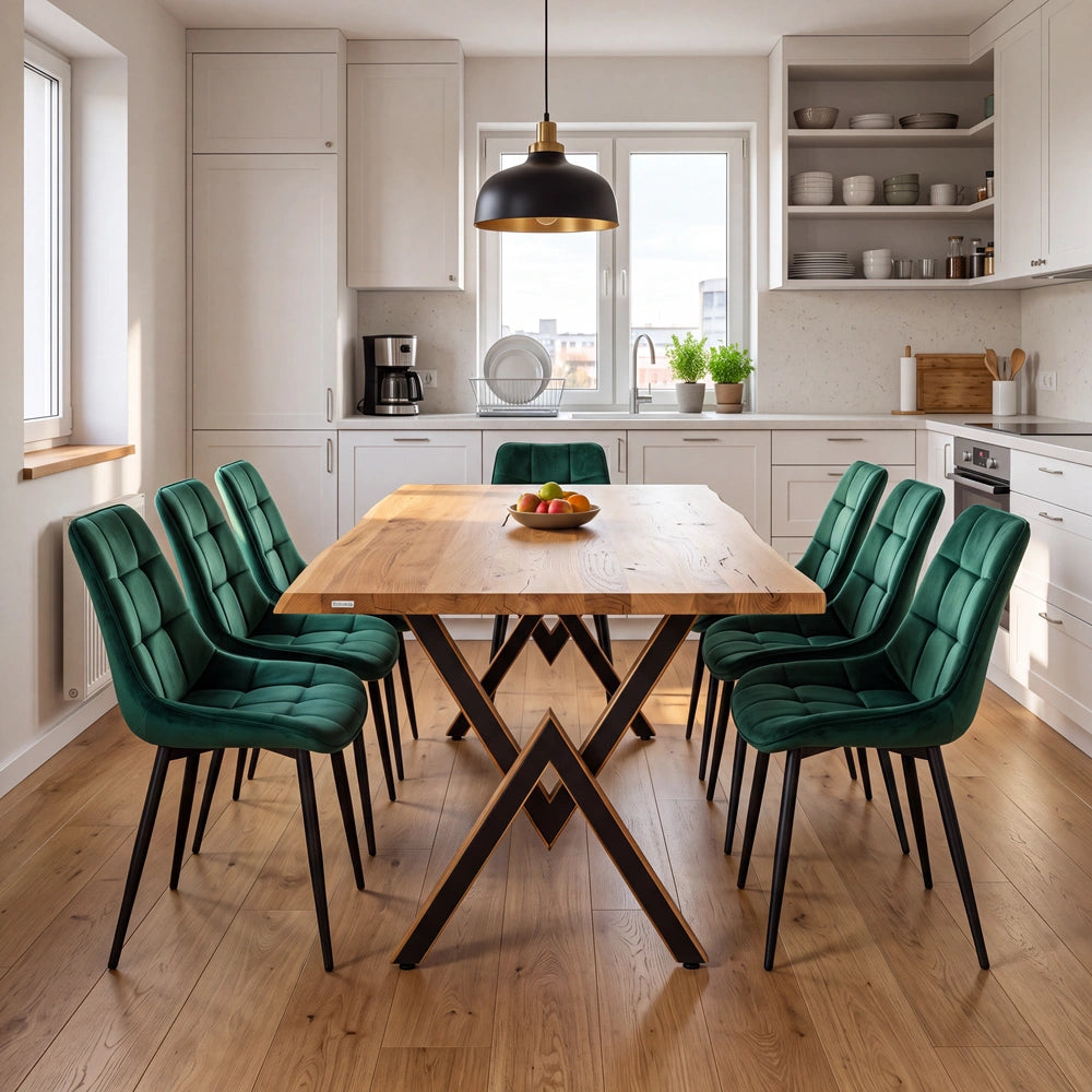 Eichenholztisch im rustikalen Stil – 6 Personen – 180 x 85 x 4