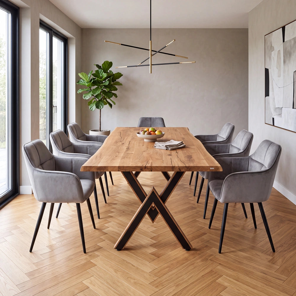 Eichenholztisch im rustikalen Stil – 6 Personen – 180 x 85 x 4