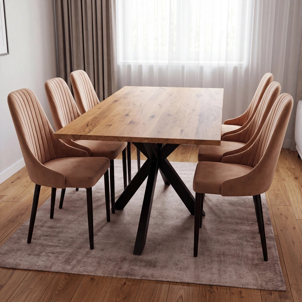 Eichenholztisch im klassischen Stil – für 6 Personen – 180x85x2,6 cm