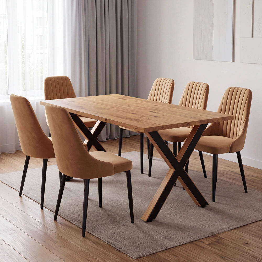 Eichenholztisch im klassischen Stil – für 6 Personen – 180x85x2,6 cm