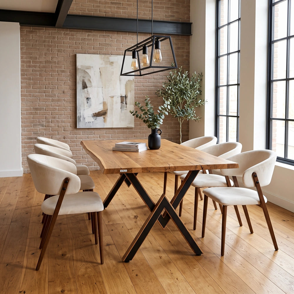 Eichenholztisch im rustikalen Stil – 6 Personen – 180 x 85 x 4