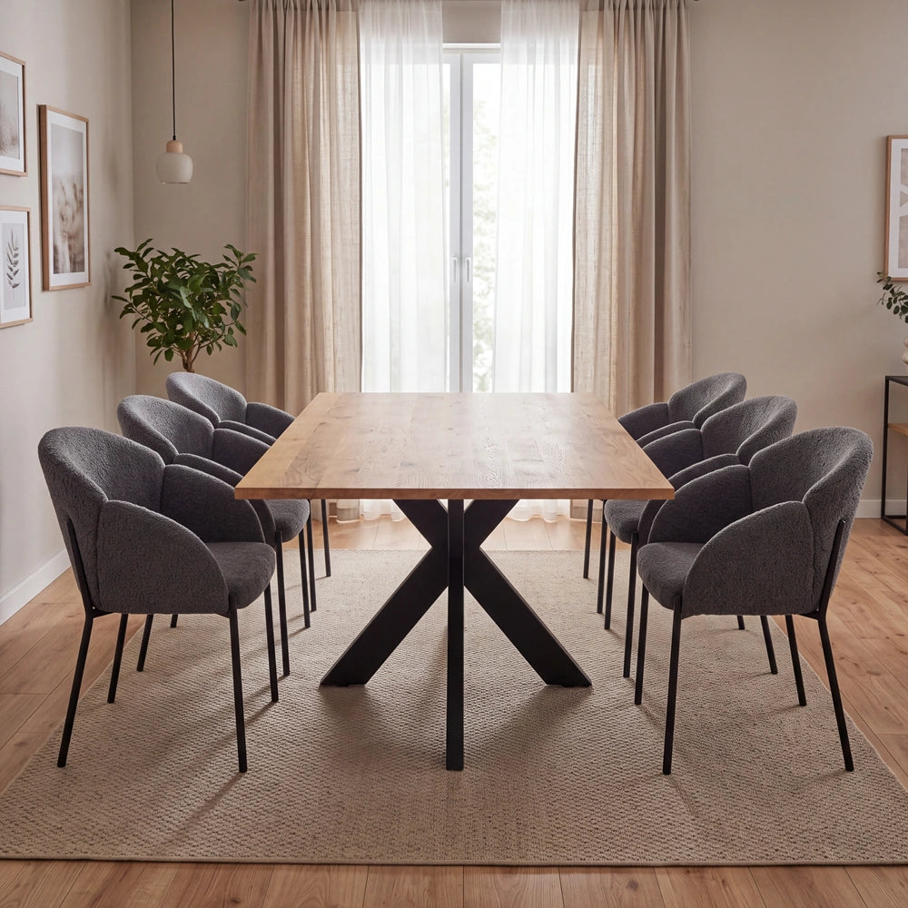 Eichenholztisch im klassischen Stil – für 6 Personen – 180x85x2,6 cm