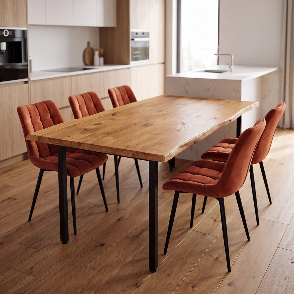 Eichenholztisch im rustikalen Stil – 6 Personen – 180 x 85 x 4