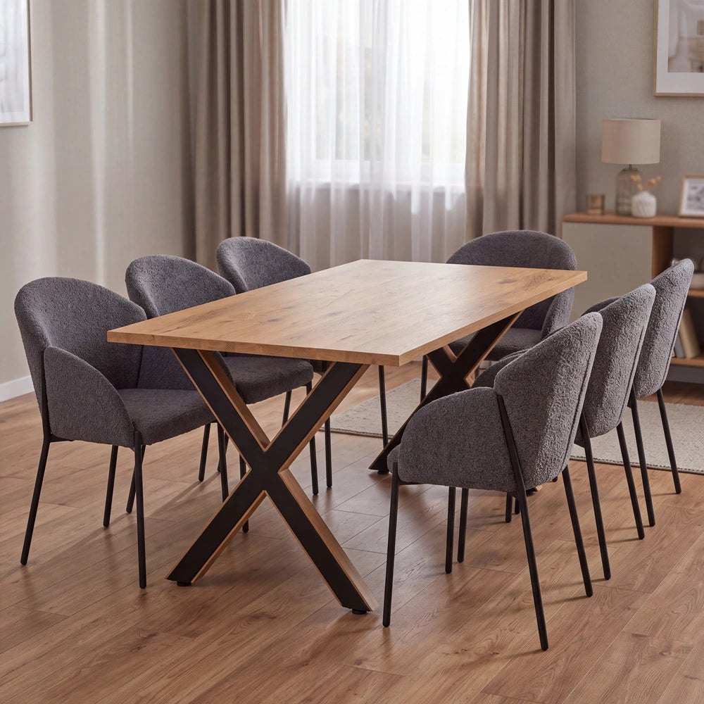 Eichenholztisch im klassischen Stil – für 6 Personen – 180x85x2,6 cm