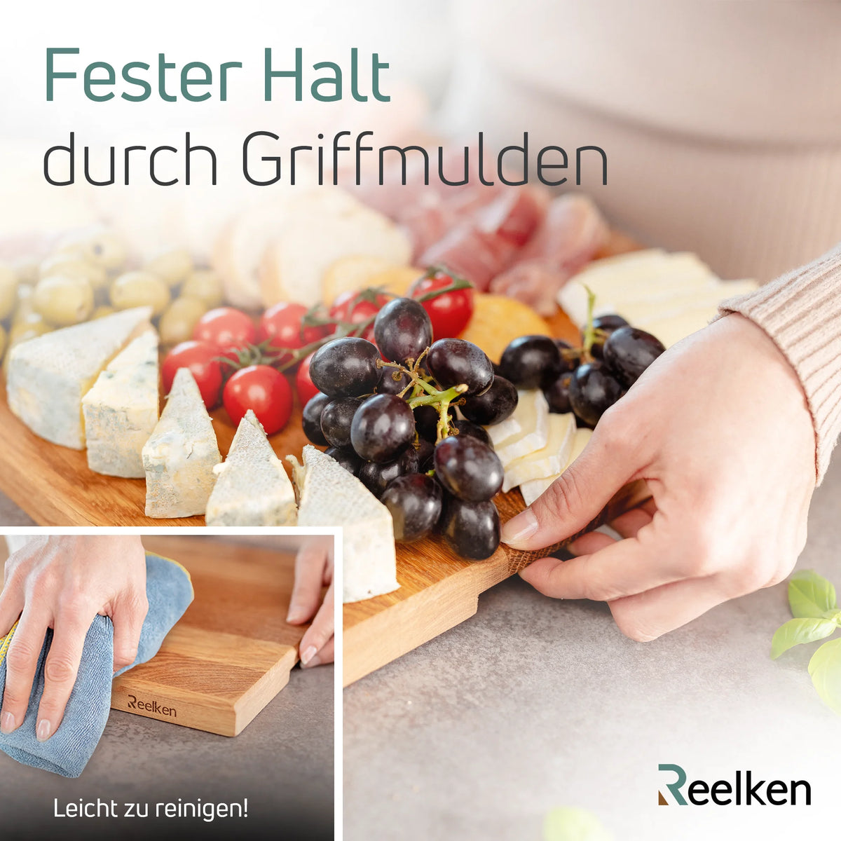 Professionelles Schneidebrett aus Eichenholz, 30 x 40 x 2 cm