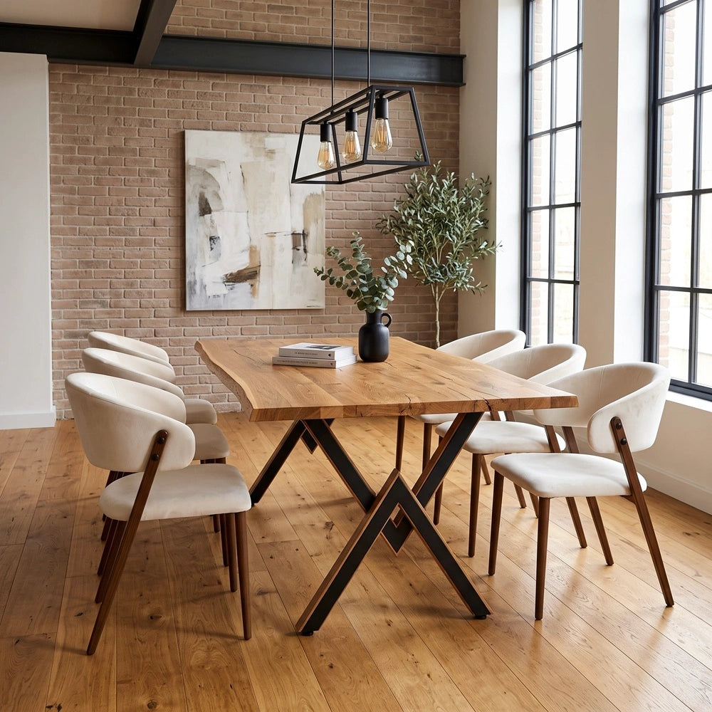 Eichenholztisch im rustikalen Stil – 6 Personen – 180 x 85 x 4