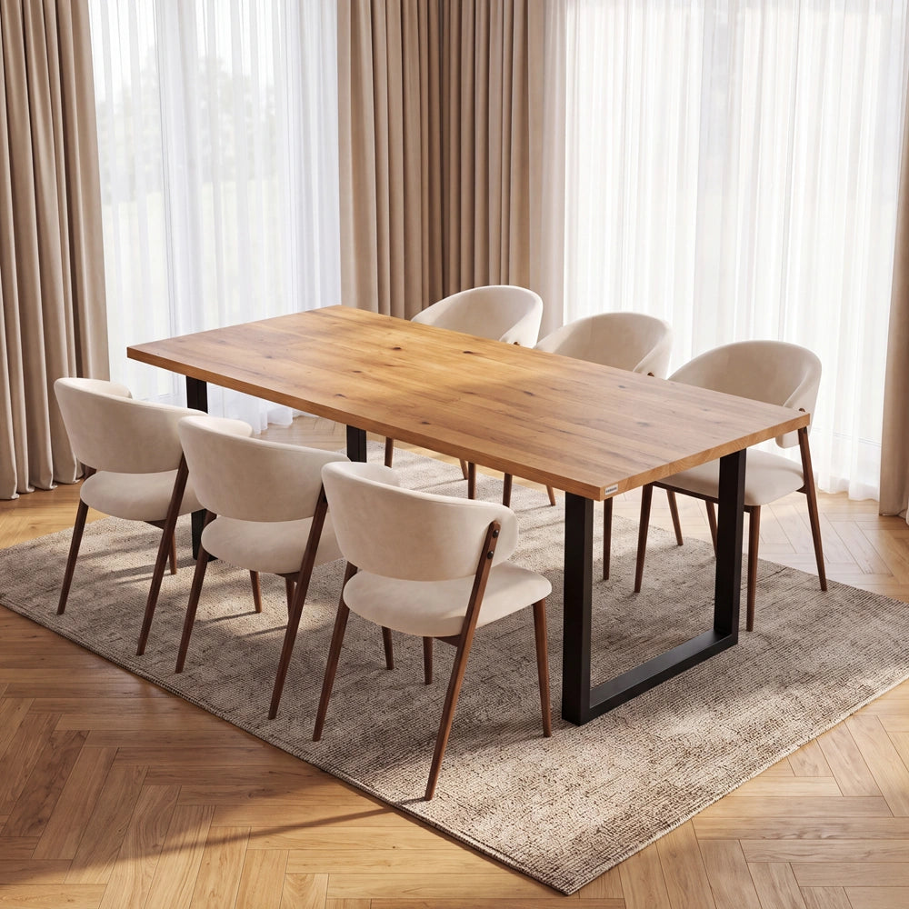 Eichenholztisch im klassischen Stil – für 6 Personen – 180x85x2,6 cm