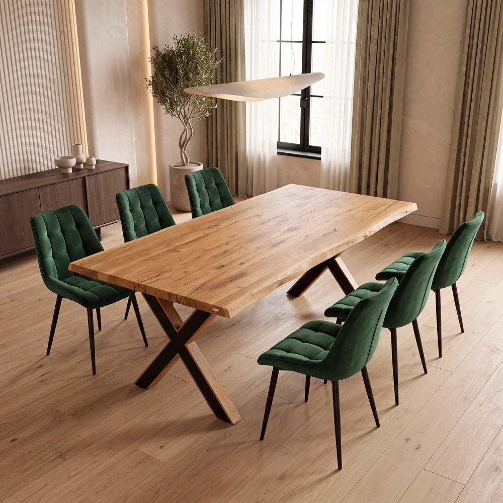 Eichenholztisch im rustikalen Stil – 6 Personen – 180 x 85 x 4