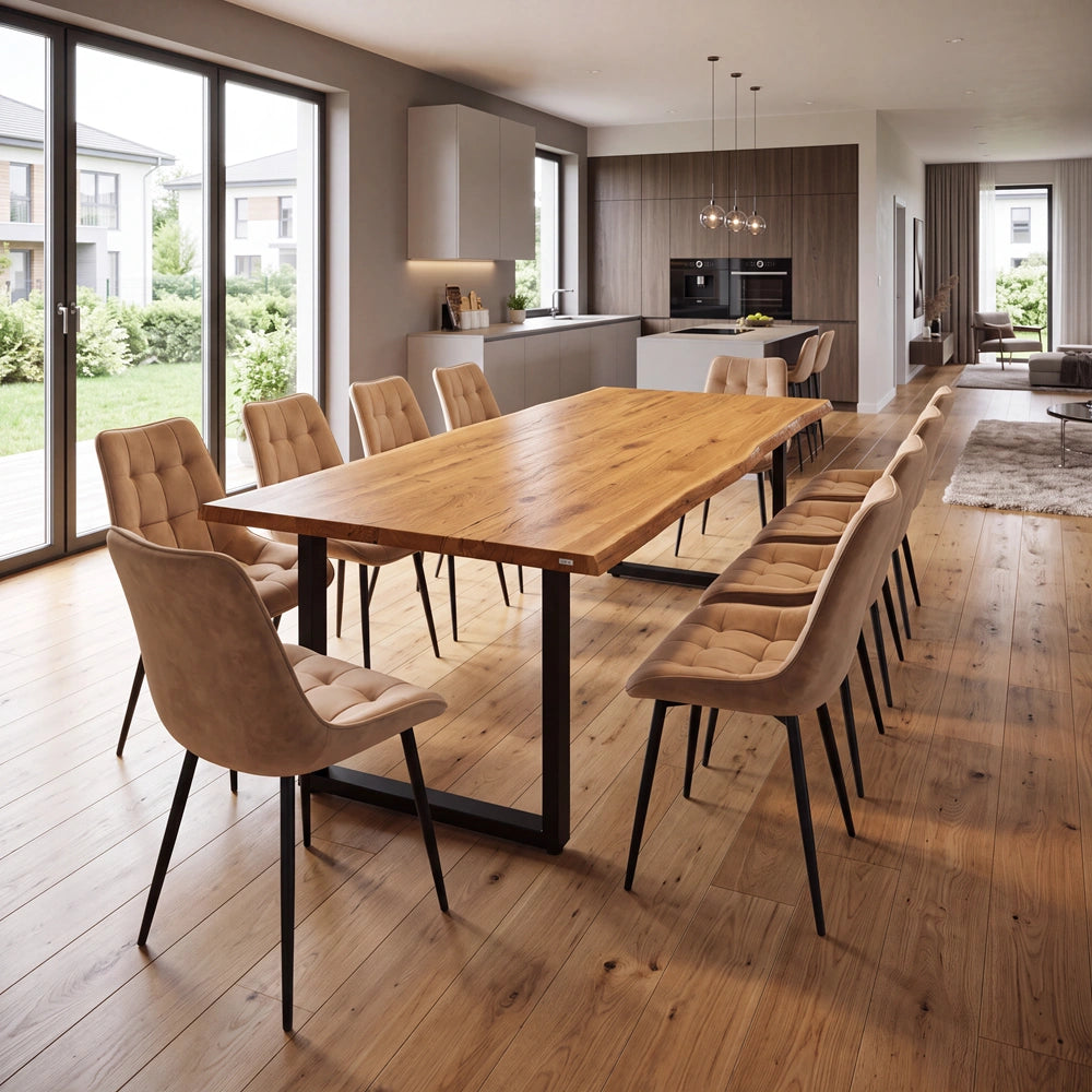 Eichenholztisch im rustikalen Stil – für 10 Personen – 240 x 100 x 4 cm