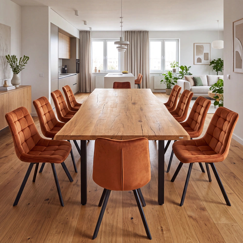 Eichenholztisch im rustikalen Stil – für 10 Personen – 240 x 100 x 4 cm