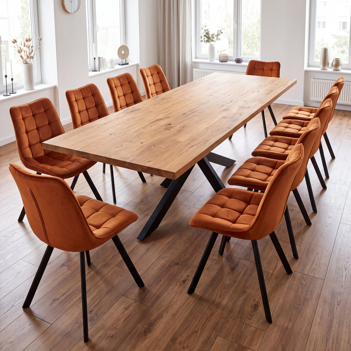 Eichenholztisch im klassischen Stil – für 10 Personen – 240 x 100 x 4 cm