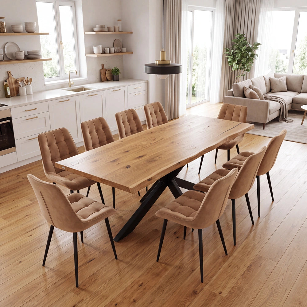 Eichenholztisch im rustikalen Stil – für 10 Personen – 240 x 100 x 4 cm