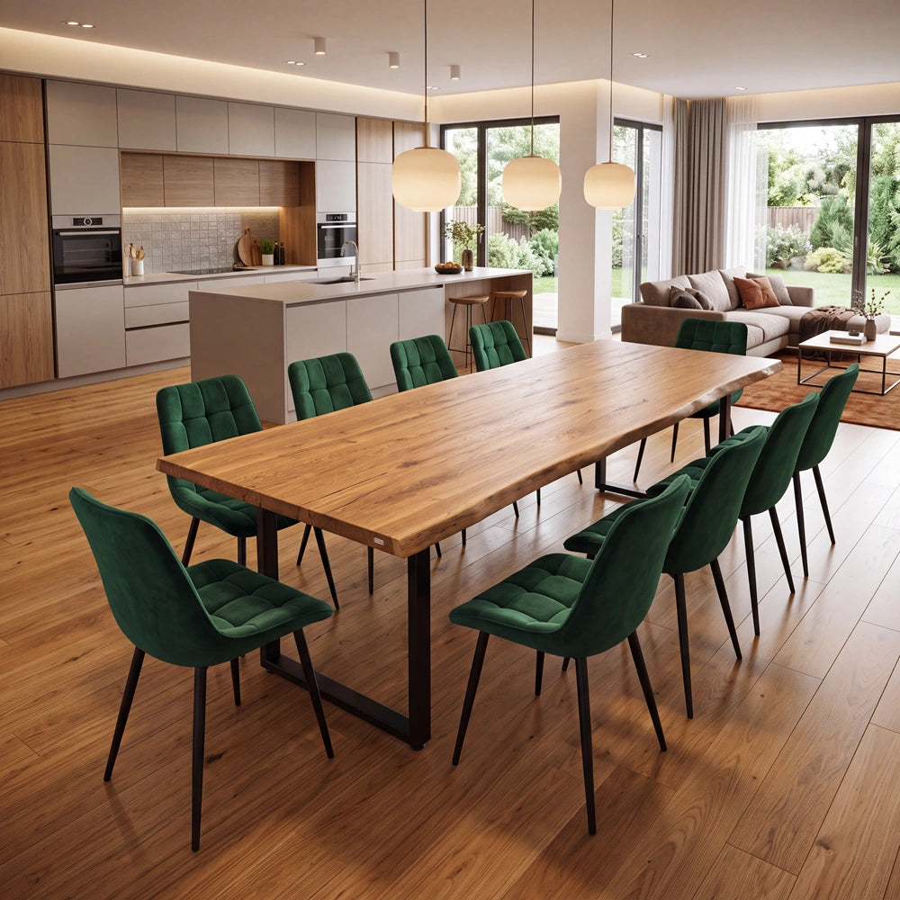 Eichenholztisch im rustikalen Stil – für 10 Personen – 240 x 100 x 4 cm