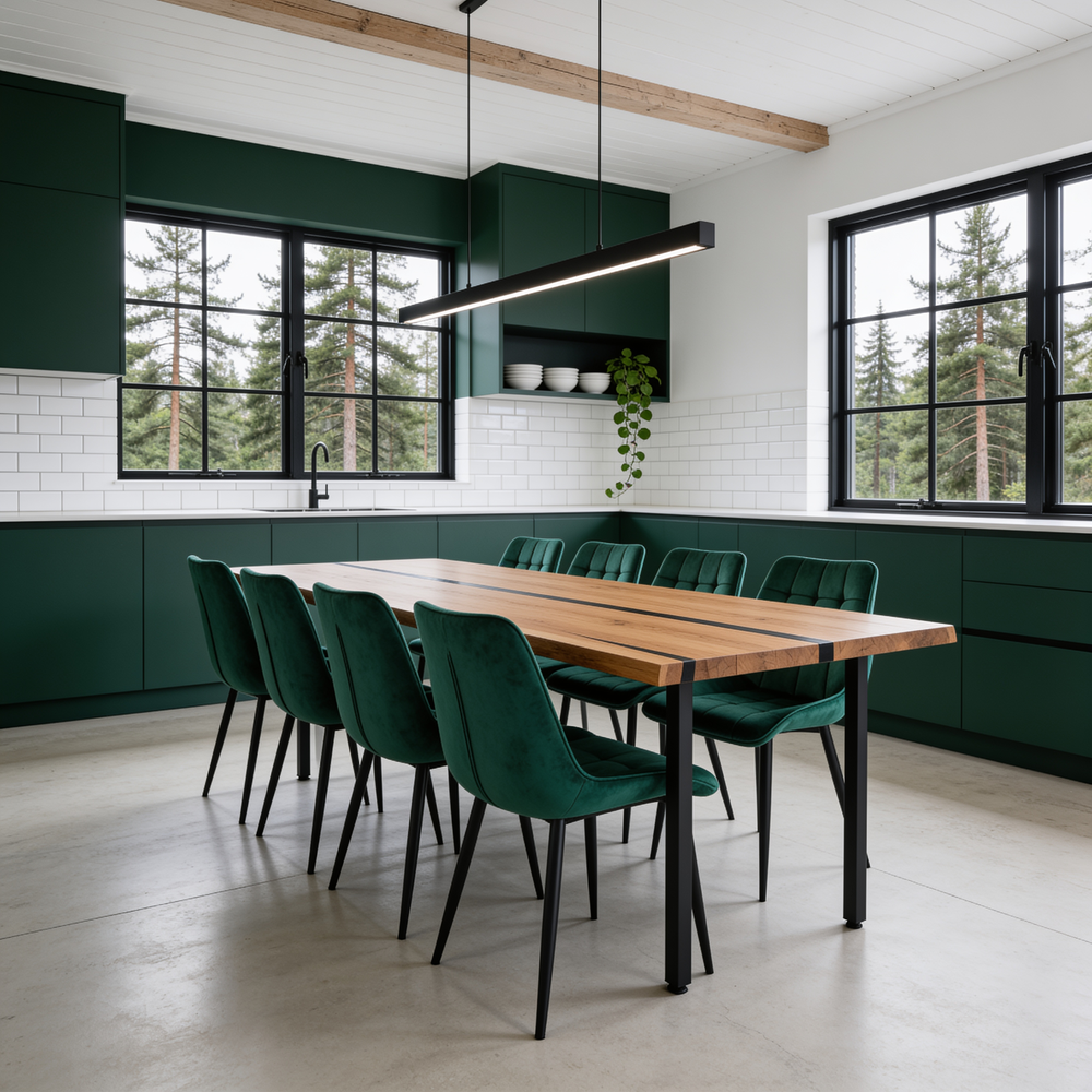 Eichentisch mit Harz – rustikales Modell für 8 Personen – 200x100x4 cm