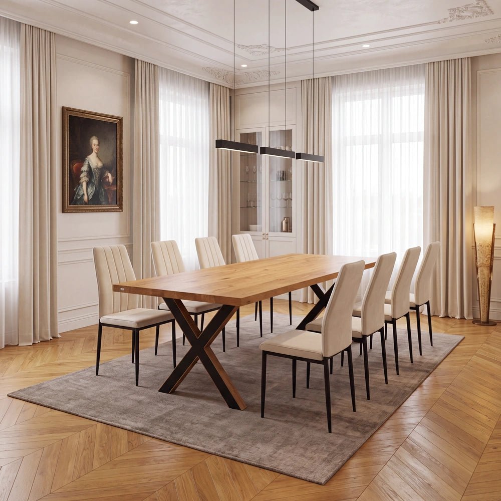 Eichenholztisch im klassischen Stil – für 8 Personen – 200 x 100 x 4 cm