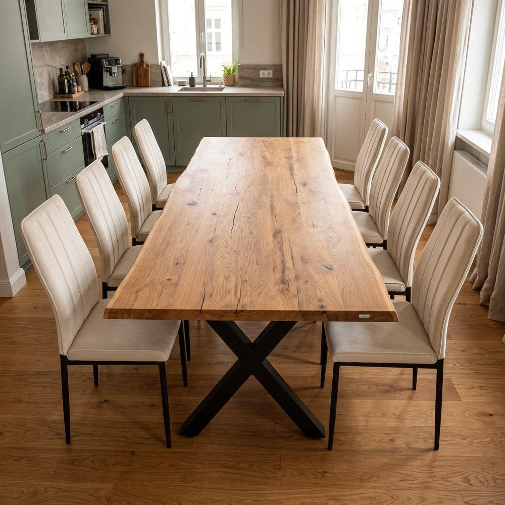 Eichentisch im rustikalen Stil – für 8 Personen – 200 x 100 x 4 cm