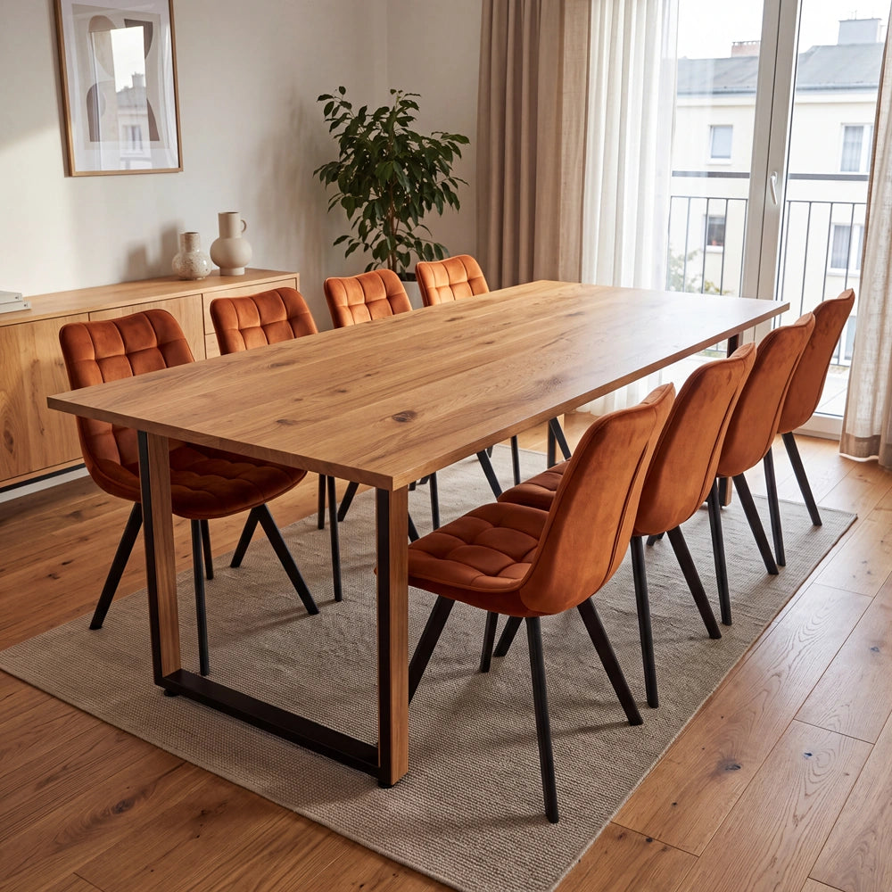 Eichenholztisch im klassischen Stil – für 8 Personen – 200x100x2,6 cm